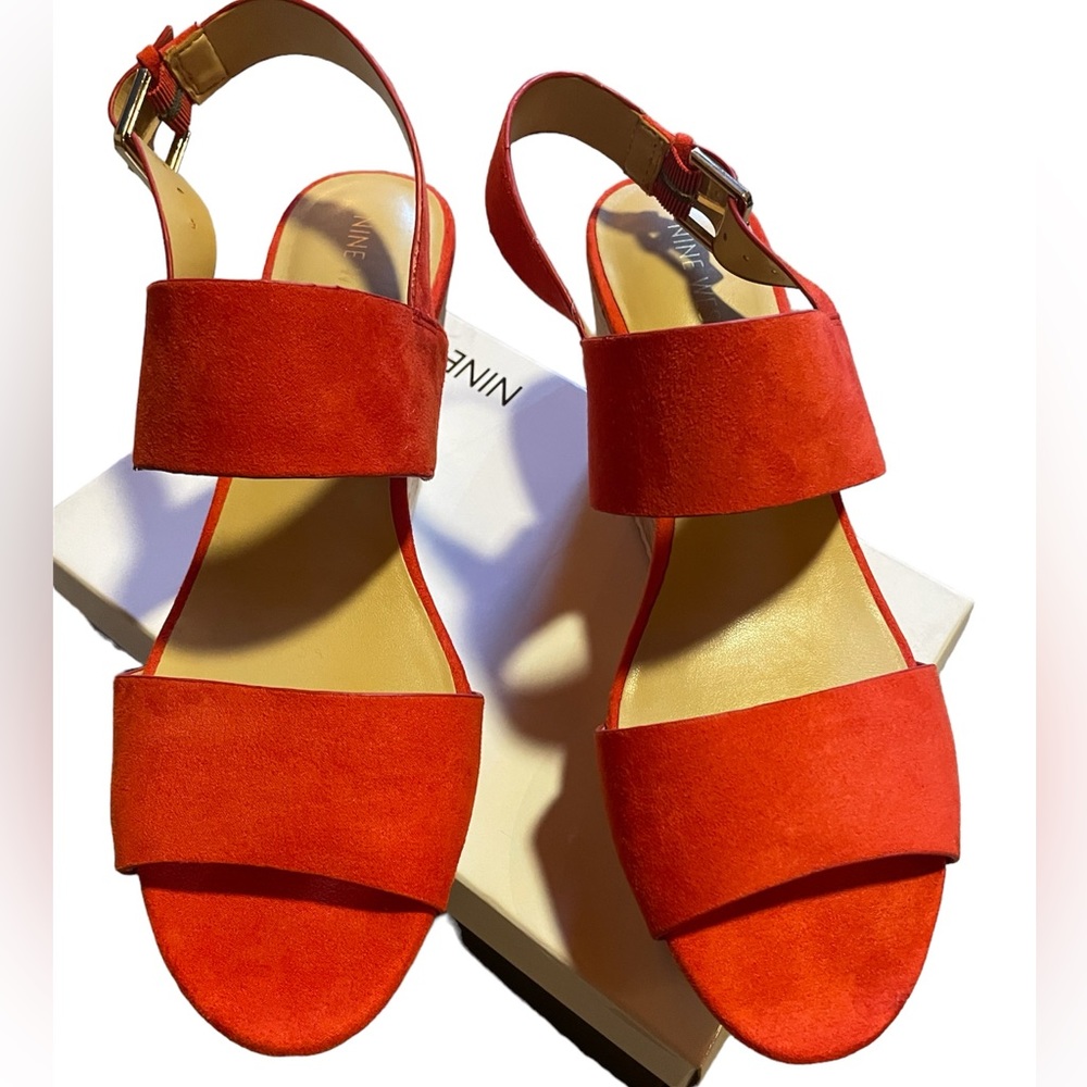 NINE WEST Red Suede Wedges